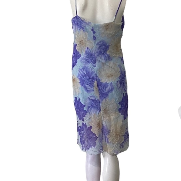 Sense Blues & Purples Spaghetti Strap V Neck Lightweight Chiffon Overlay Sz LG - Picture 7 of 8